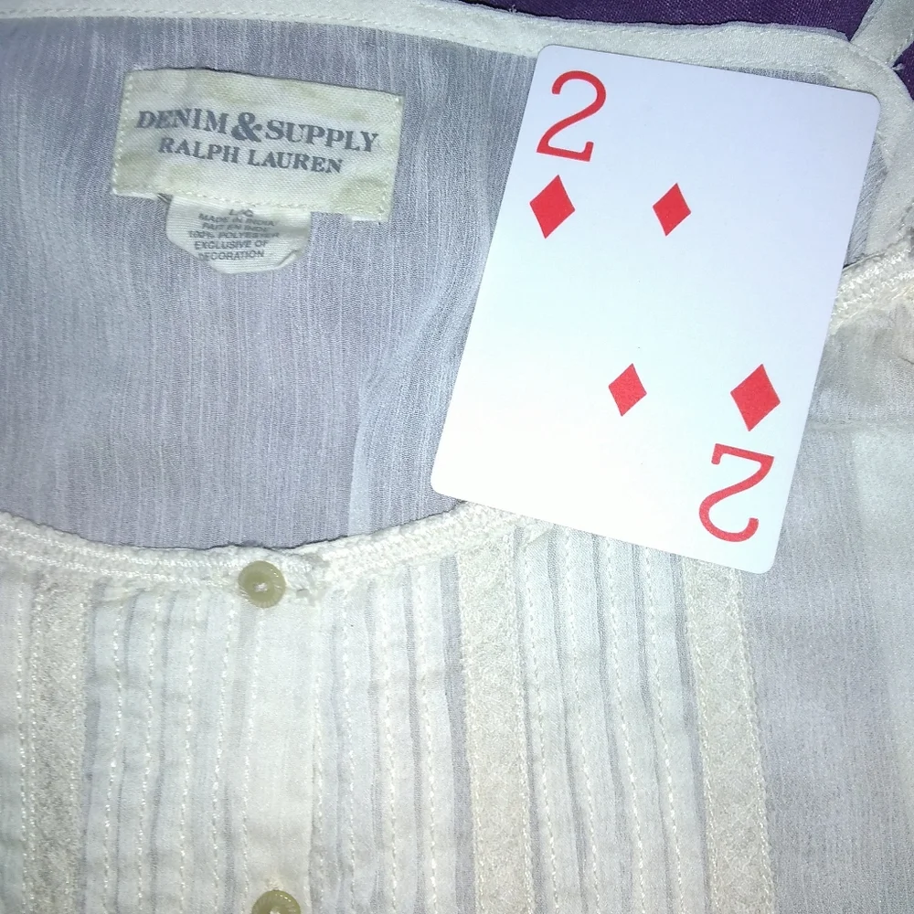 Denim & Supply Ralph Lauren Semi Sheer Cream Color Tie Waist Detail Cami… - Picture 7 of 10